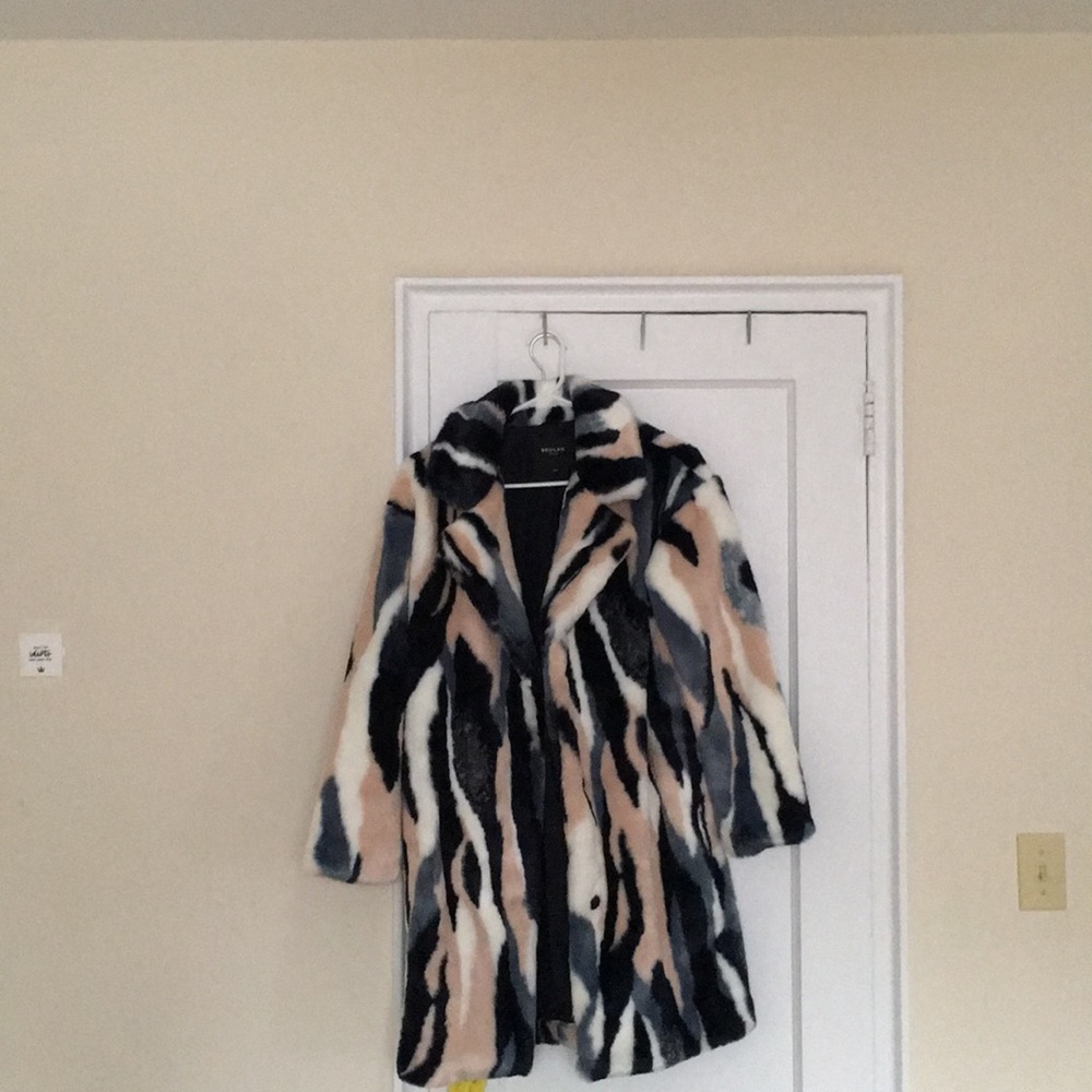 BEULAH MULTI COLORED FAUX FUR COAT